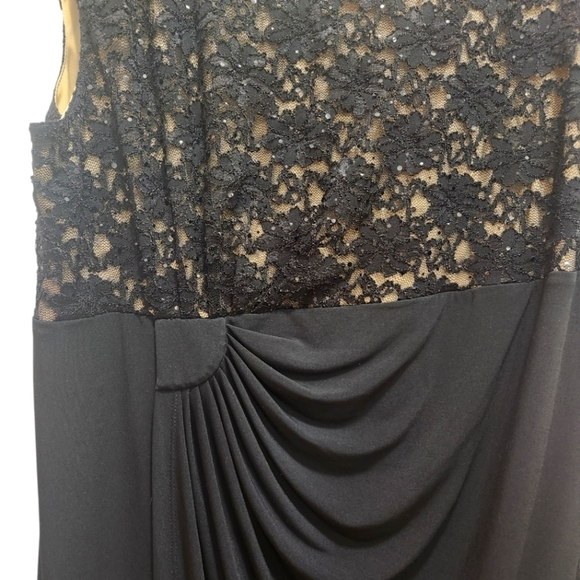 Vintage Gatsby Look Cocktail Dress Black Lace and Sequins Bodice Plus Size 24W - Picture 2 of 6